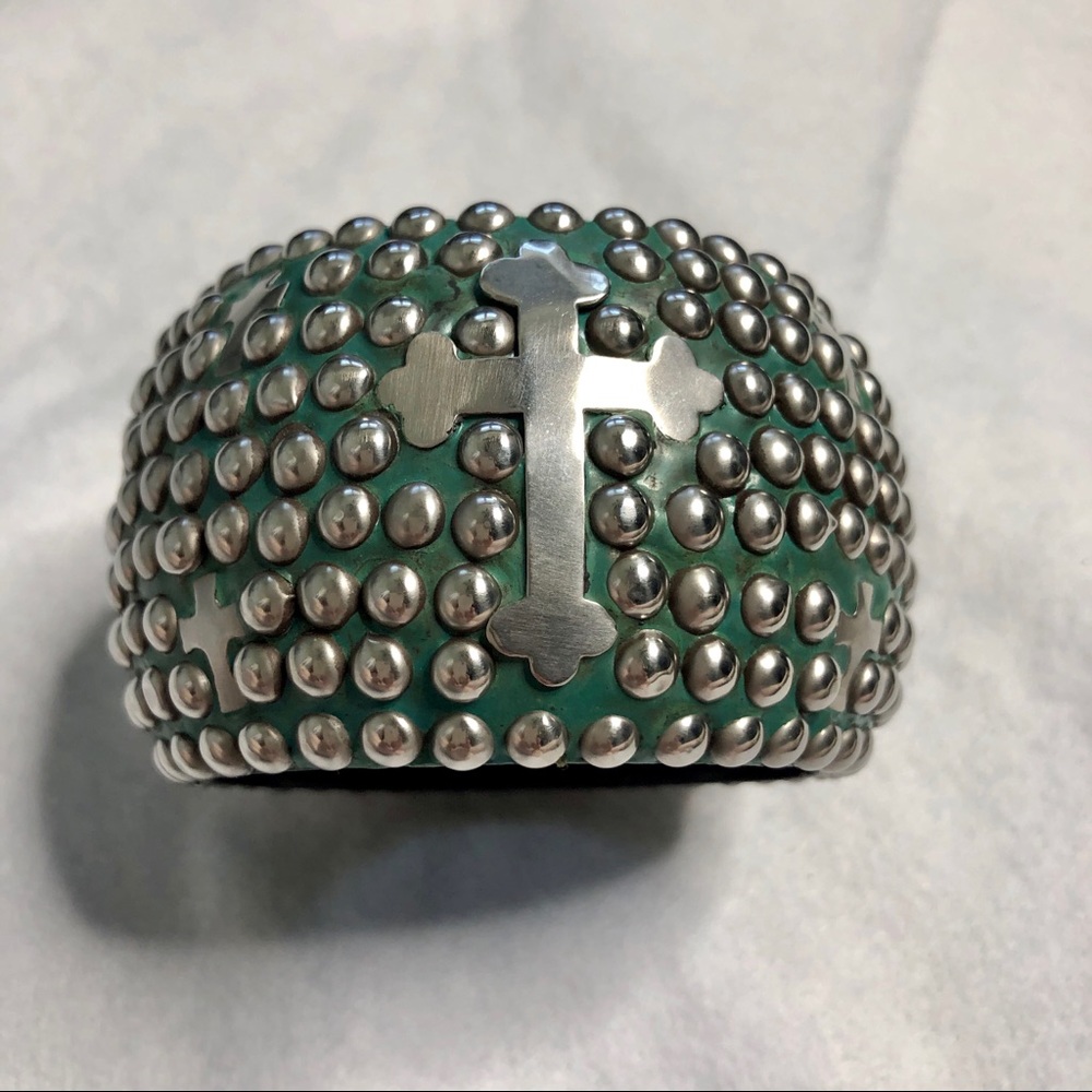 Boho Green Stud and Cross Bangle